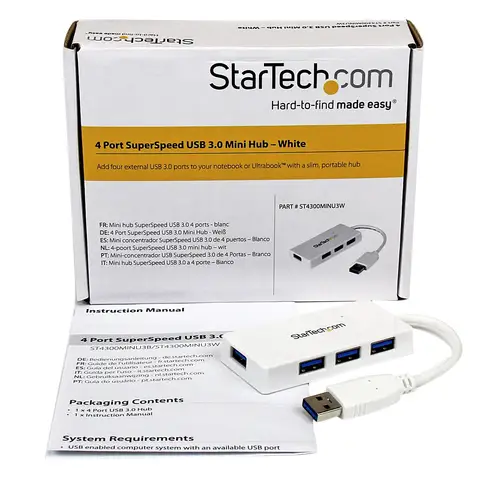 Adaptador Concentrador Hub Ladrón USB 3.0 (5Gbps) Super Speed para Laptop de 4 Puertos Salidas - Blanco - Imagen 6