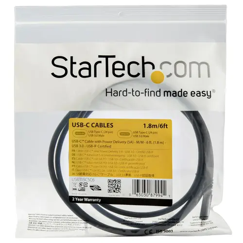 Cable de 1,8m USB-C a USB-C - PD de 5A - USB TipoC - Certificado para Funcionar con Chromebook - USB-IF - M a M - Cable de Carga USB C - Cable USB Tipo C - PD 3.0 de 100W - USB 3.0 (5Gbps) - Imagen 6
