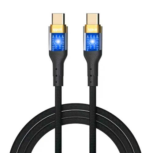 Cable tipo C a tipo C 3A 1 metro trenzado LED - Imagen 1