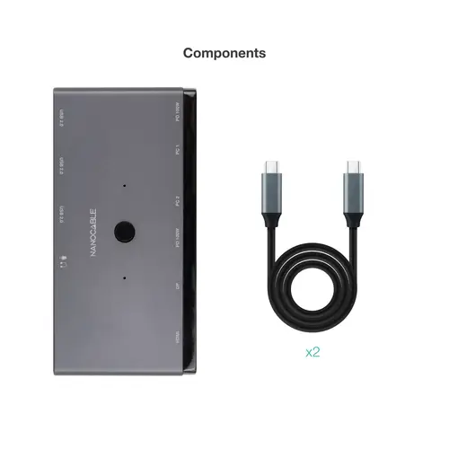 Switch Conmutador KVM 2x USB-C a 3xUSB-A+2xPD+HDMI+DP+Audio - Imagen 5