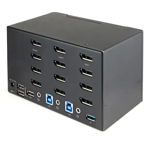Switch Conmutador KVM de 2 Puertos DisplayPort 1.2 para 4 Monitores - DP HDR UHD 4K de 60Hz - Hub Ladrón de 2 Puertos USB 3.0 (5Gbps) - 4 Puertos USB 2.0 HID - Audio - Hotkeys - Imagen 2
