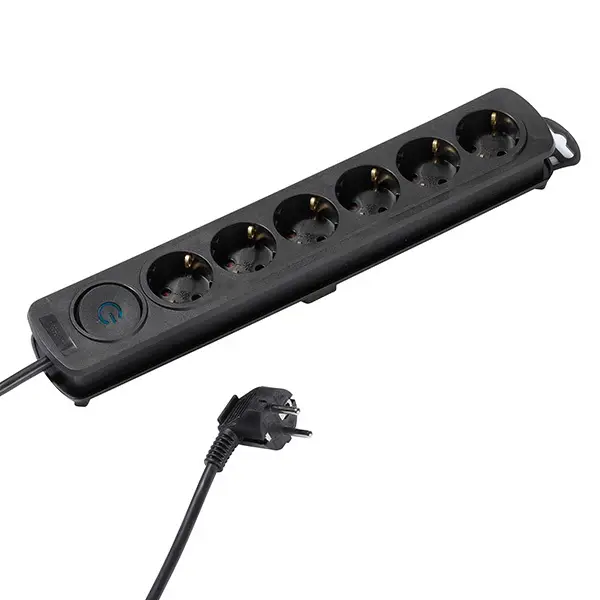 37648 base múltiple 1,4 m 6 salidas AC Interior Negro