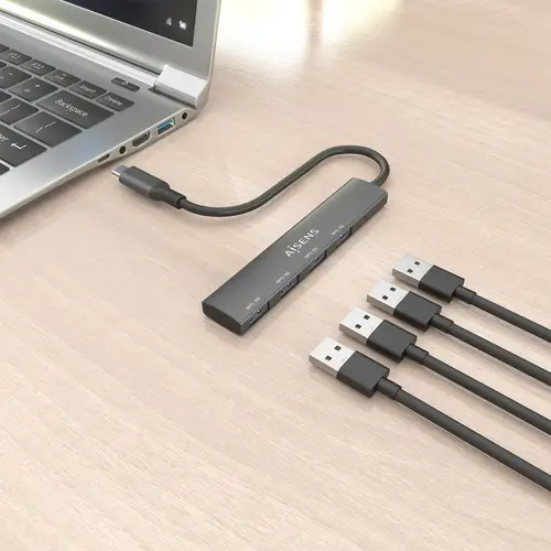 Hub USB 3.1 USB-C, USB-C/M-4x Tipo A/H, Gris, 15cm - Imagen 5