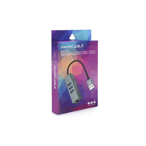 Conversor USB 3.0 a Ethernet Gigabit + 3XUSB 3.0, Aluminio, Gris, 15 cm - Imagen 5