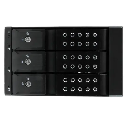 Rack Móvil Backplane de 3 Bahías para Unidades de 3,5 SAS II/SATA III Hot Swap - 6 Gbps - Rack Móvil de Aluminio con Intercambio en Caliente - Imagen 3