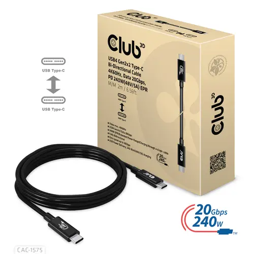 CAC-1575 cable USB USB4 Gen 2x2 2 m USB C Negro - Imagen 5