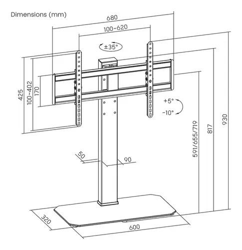 Soporte De Mesa Eco Giratorio E Inclinable Para Monitor/TV 60kg De 43-86, Negro - Imagen 6