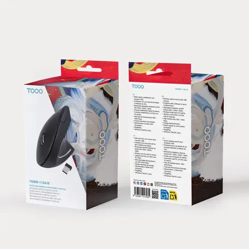 Ratón Inalámbrico Ergonómico Vertical 3200 DPI, 6 botones, Negro - Imagen 6