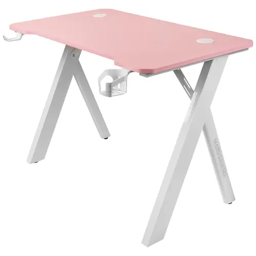 MGD100RGB, Mesa Gaming Ergonómica RGB, Alfombrilla XXL, Soporte Auriculares y Bebida, Escritorio PC, 100x60cm, Rosa - Imagen 3