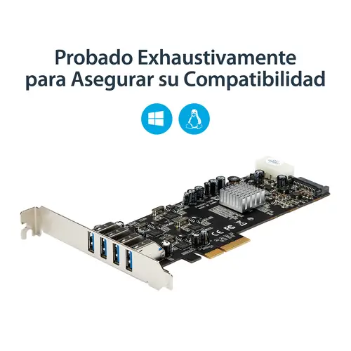 Adaptador Tarjeta PCI Express PCI-E 4 Puertos USB 3.0 UASP 2 Canales de 5Gbps con Alimentación Molex SATA - Imagen 10
