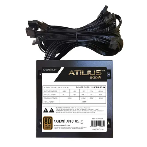 ATX Atilius 2.0 Black 500W 80+ Bronze unidad de fuente de alimentación 20+4 pin ATX Negro - Imagen 3