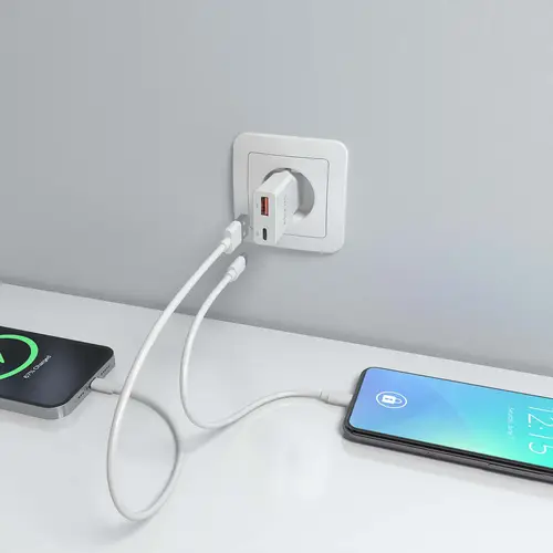 ASCH-30W2P046-W cargador de dispositivo móvil Cámara digital, MP3, MP4, Teléfono móvil, Navegante, Portátil, Consola de juegos portátil, Smartphone, Tableta, Universal Blanco Corriente alterna Carga rápida Interior - Imagen 5
