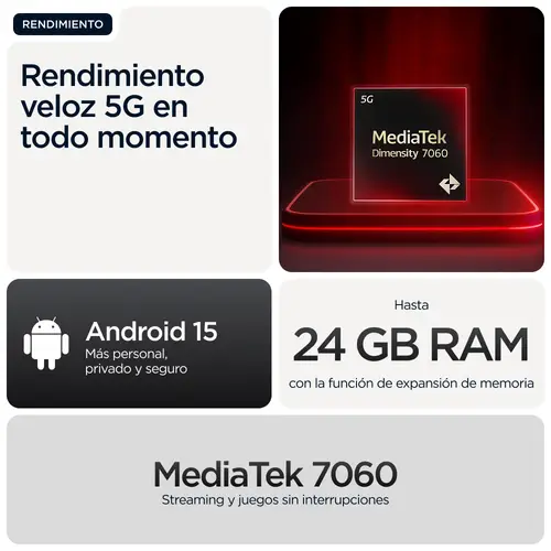 moto g56 5G 17,1 cm (6.72") Ranura híbrida Dual SIM Android 15 USB Tipo C 8 GB 512 GB 5200 mAh Negro - Imagen 17