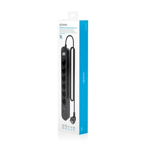 Regleta de Enchufes Multifuncion con 6 Tomas + Cargador PD3.0 20W 2xUSB-C, 2xUSB-A, 1.4m, Negro - Imagen 7