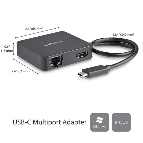 Adaptador Multipuertos USB C - Mini Dock Portátil USB-C 4K HDMI - Gigabit Ethernet - Hub USB 3.0 (1x USB-A 1x USB-C) - Adaptador Multi USB TipoC - Compatible con Thunderbolt 3 - Imagen 2