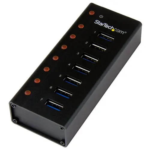 Concentrador USB 3.0 de 7 Puertos con Caja de Metal - 5Gbps - Hub de Sobremesa o Montaje en Pared - Imagen 1