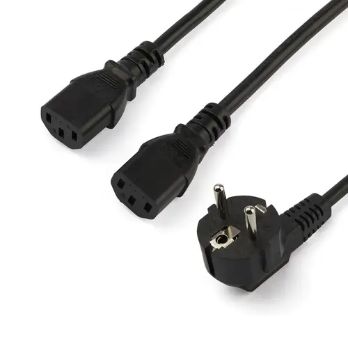 Cable de 2m de Alimentación en Y para Ordenador, 18AWG, EU Schuko a 2x C13, 10A 250V, Cable de Alimentación de CA de Repuesto, para Impresora, para Monitor, UL - Imagen 1