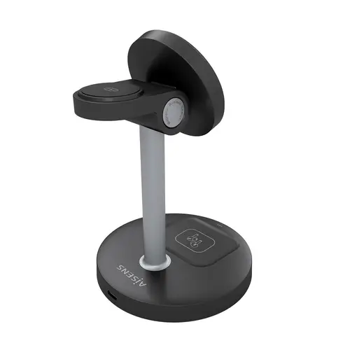 AISENS Cargador Inalambrico USB C 4 en 1 De 15W Para Movil  Apple Watch  Auriculares Con Estuche De Carga  Negro - Imagen 3