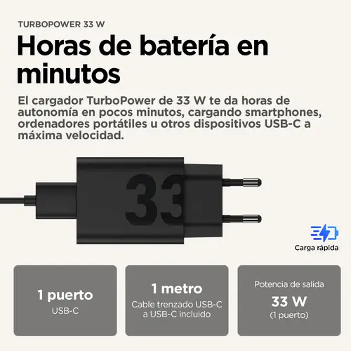 TurboPower 33W EU Universal Negro Corriente alterna Carga rápida Interior - Imagen 3