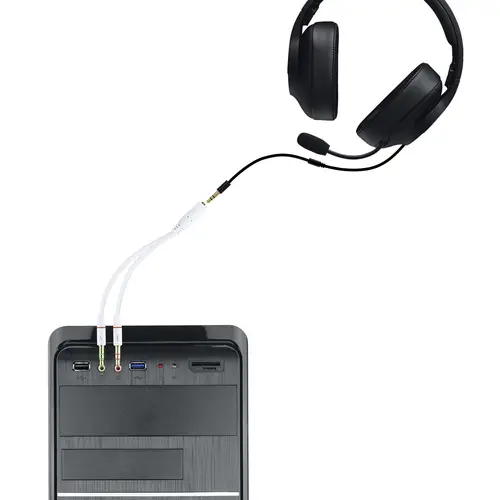 Cable Adaptador Audio Jack 3.5/H de 4 Pines a 2 Jack 3.5/M de 3 Pines, Blanco, 20 Cm - Imagen 5