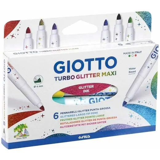 GIOTTO ROTULADORES TURBO GLITTER MAXI ESTUCHE 6U C/SURTIDOS