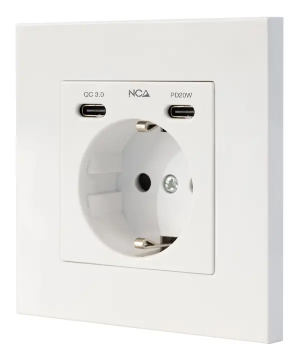 Base de enchufe de pared tipo schuko con 2 USB-C PD - Max. 3.4A, ..