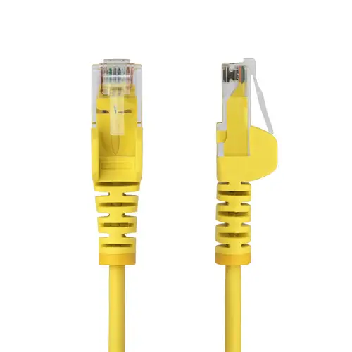 Cable de Red Ethernet CAT6 Delgado sin Enganches Amarillo de 15m - Cable RJ45 Snagless Slim 28AWG - Alambre de Cobre Puro - PoE 100W - con Alivios de Tensión - LSZH - Probado con Fluke - Imagen 2