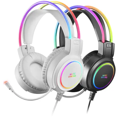 MHRGBW, Auriculares Chroma RGB Flow, Micrófono Profesional, Sonido Espacial, Blanco - Imagen 7