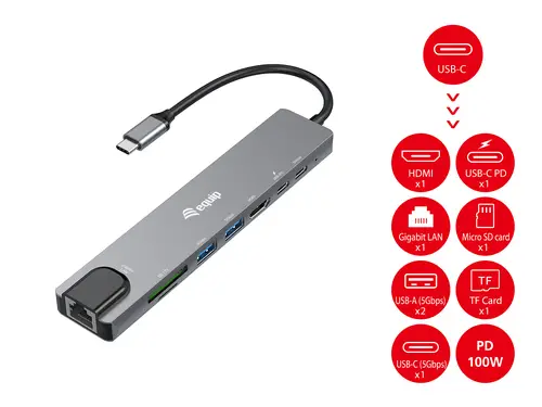 133497 base para portátil y replicador de puertos Alámbrico USB Tipo C Negro, Gris - Imagen 6