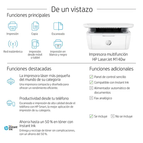 LaserJet M140w Inalámbrico Multifunction Blanco y negro Impresora, Fotocopiadora, escáner - Imagen 4