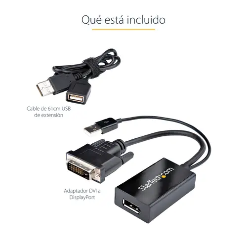Adaptador DVI a DisplayPort Alimentado por USB - Conversor DVI a DisplayPort - Convertidor DVI-D a DP - 1920x1200 - Imagen 15