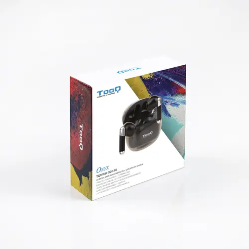Onyx Auriculares Inalámbricos + Micrófono Bluetooth con Estuche de Carga, Negros - Imagen 2