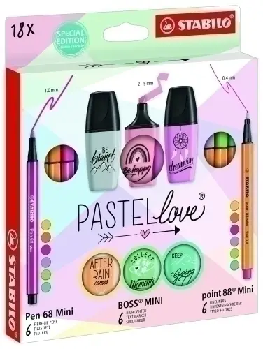 STABILO SET ESCRITURA MINI WORLD PASTELLOVE ESTUCHE 18 UD C/SURTIDOS