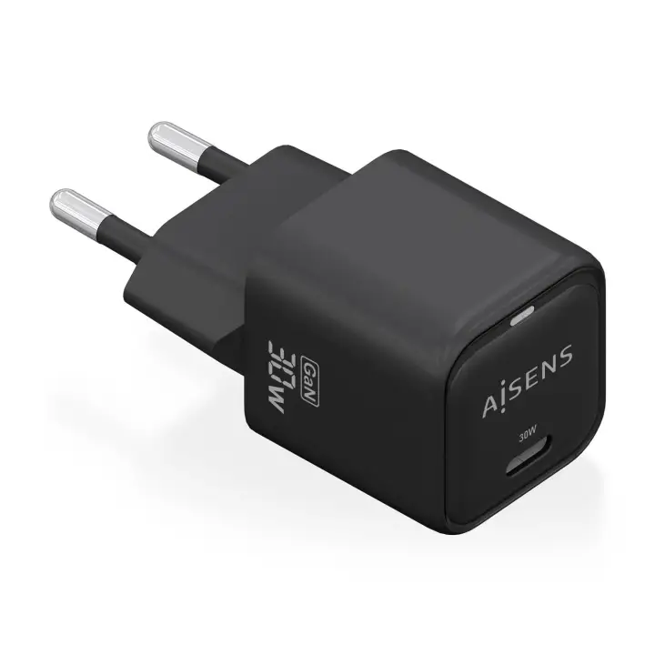 Cargador Gan 30W, 1xUSB-C PD3.0 QD4.0, Negro