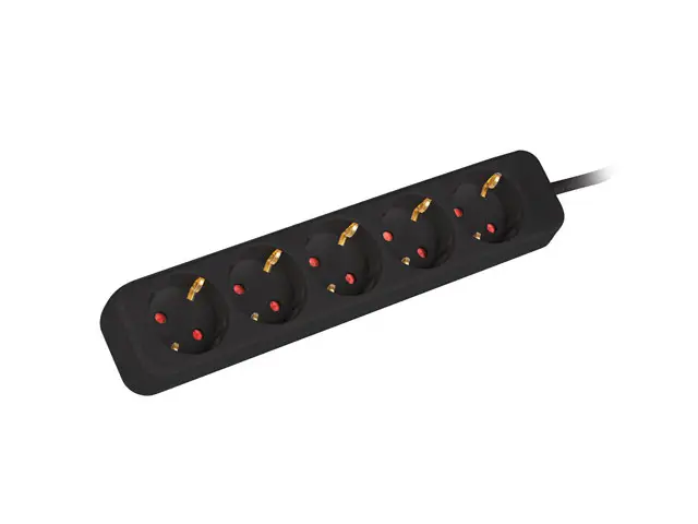 PS0-05F-0300-BK base múltiple 3 m 5 salidas AC Interior Negro