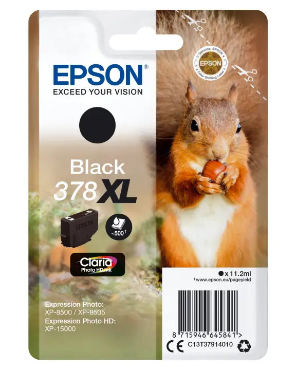 Squirrel Singlepack Black 378XL Claria Photo HD Ink