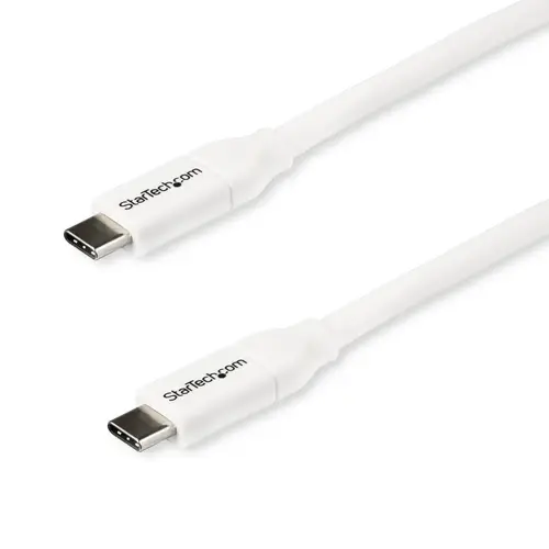 Cable de 2m USB-C a USB-C con capacidad para Entrega de Alimentación de 5A - USB TipoC - Cable de Carga USBC - Blanco - Imagen 2