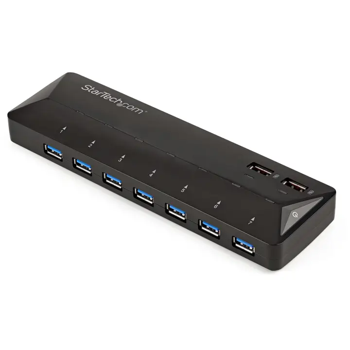 Concentrador USB 3.0 de 7 Puertos - 5Gbps - Ladrón con Puertos de Carga y Sincronización - Hub con 2 Puertos de 2,4A