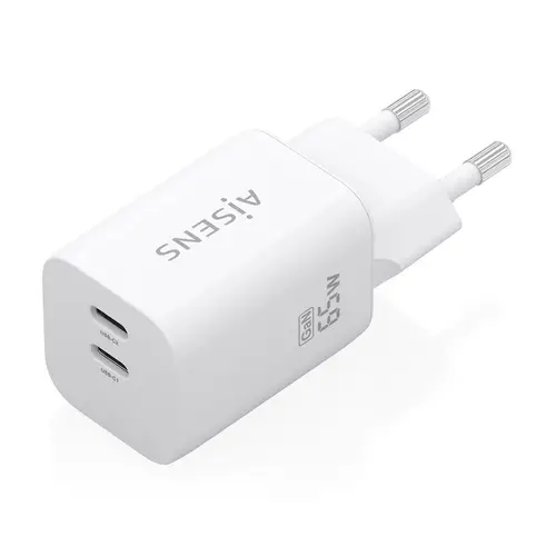 AISENS Cargador GaN 65W  2xUSB C PD3 0 QC4 0  Blanco - Imagen 2