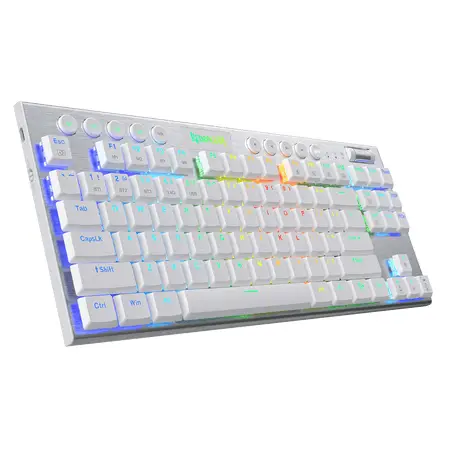 K621W-RGB-SP RD teclado Juego USB + RF Wireless + Bluetooth QWERTY Español Plata, Blanco