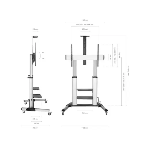 FT100TE-125 soporte para pantalla de señalización 2,54 m (100") Negro, Plata - Imagen 4