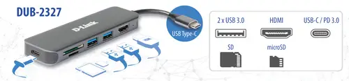 DUB-2327 base para portátil y replicador de puertos Alámbrico USB Tipo C Gris - Imagen 3