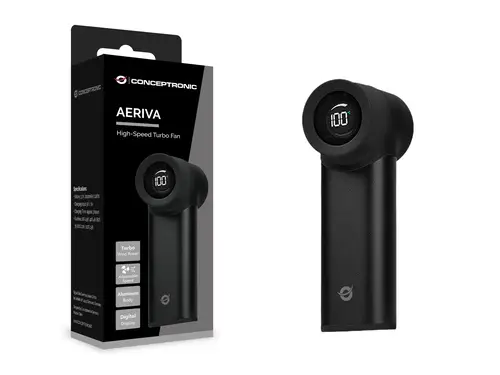 AERIVA02B ventilador y nebulizador personal de mano Negro Ventilador de mano - Imagen 3