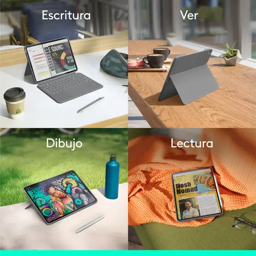 Combo Touch, iPad Air 11 in (M2), iPad Air (4.ª y 5.ª Gen. - 2020, 2022), Funda con Teclado - Teclado retroiluminado extraíble con Soporte abatible, Disposición QWERTY Español - Gris - Imagen 8