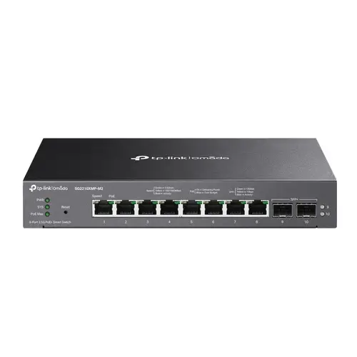 Omada SG2210XMP-M2 switch Gestionado L2/L2+ 2.5G Ethernet (100/1000/2500) Energía sobre Ethernet (PoE) Montaje en pared/escritorio Negro - Imagen 1