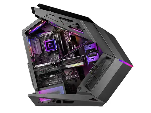 MC-TITAN, Caja Gaming RGB XXL ATX, Doble Tira LED e Iluminación Frontal ARGB, Hub Iluminación + Mando a Distancia, Compatible con Placas Base ARGB, Soporte Refrigeración Líquida, Negro - Imagen 2
