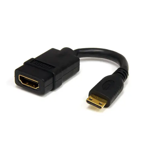Adaptador de 12,5cm Mini HDMI a HDMI - HDMI de Alta Velocidad 4K - Convertidor 4K 30Hz Ultra HD - HDMI 1.4 - Conectores Chapados en Oro - Mini HDMI UHD 4K - Negro - Imagen 1