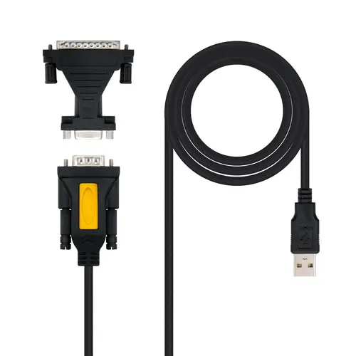 CONVERTIDOR USB A SERIE, TIPO A/M-RS232 DB9/M DB25/M, 1,8 M - Imagen 1