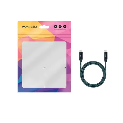 Cable USB 3.2 Gen2x2 20Gbps 5A/100W 4K/60Hz USB-C/M-USB-C/M, Gris/Negro, 0.5 m - Imagen 4
