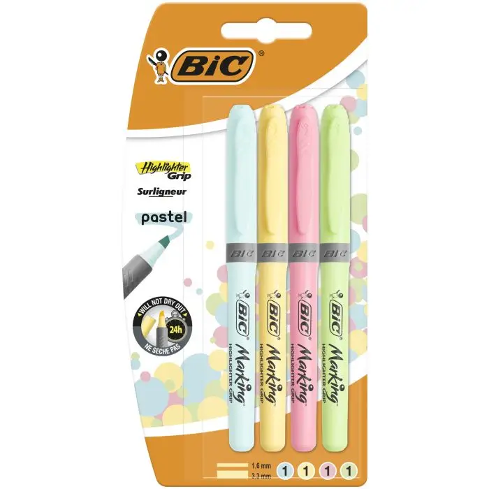 Highlighter Grip Pastel marcador 4 pieza(s) Azul, Verde, Rosa, Am..